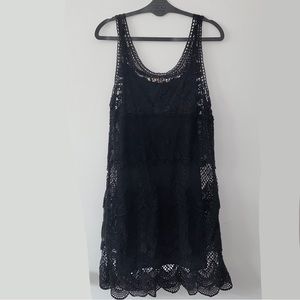 American Eagle Outfitters Black Crochet Lace Sleeveless Mini Dress